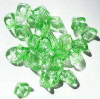 25 9mm Transparent Light Green Three Petal Flower Drop Beads